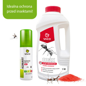 ZESTAW Proszek na Mrówki 1kg i Płyn na komary i kleszcze DEET 15 100ml VACO