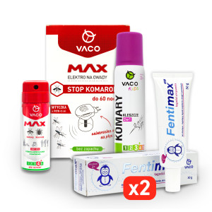 Zestaw Ochronny na Komary i Kleszcze dla Rodziny VACO MAX aż 5 produktów