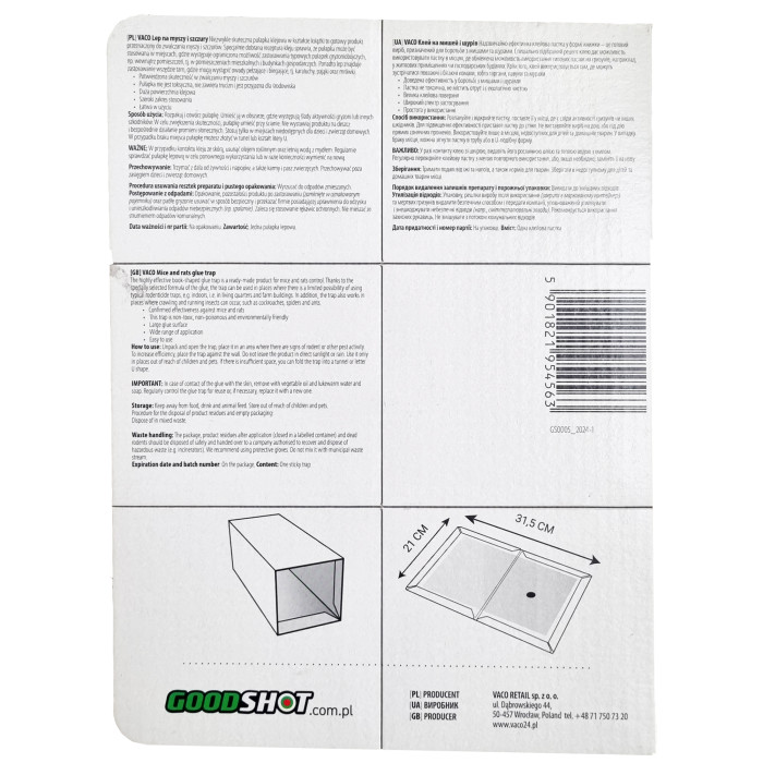 6x Pułapka na Myszy Szczury Lep na Myszy Szczury Ultra Mocny PestBook 31,5x21x1cm GOODSHOT