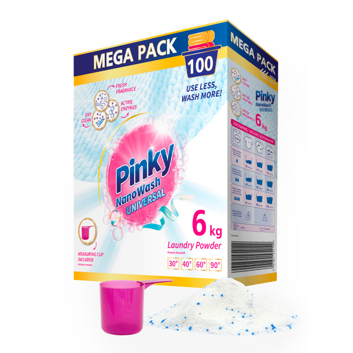 PINKY NanoWash Universal - Proszek do prania uniwersalny (100 prań) 6kg PINKY NanoWash Universal - Proszek do prania uniwersalny (100 prań) 6kg