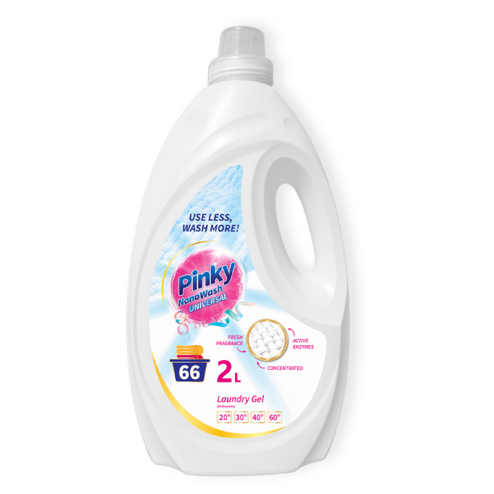 Żel do prania tkanin białych i jasnych 66 prań 2L NanoWash Universal PINKY Żel do prania tkanin białych i jasnych 66 prań 2L NanoWash Universal PINKY