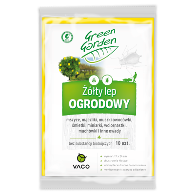 Żółty lep ogrodowy 24cm x 17cm 10 sztuk VACO GREEN GARDEN