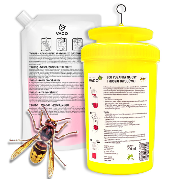 Pułapka na osy, muchy i szerszenie + płyn 200 ml VACO ECO Pułapka na osy, muchy i szerszenie + płyn 200 ml VACO ECO