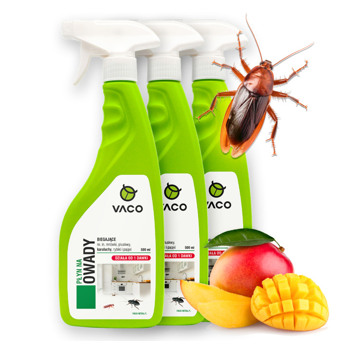 3x Płyn Preparat na Karaluchy, Pluskwy i Prusaki Pyszny zapach mango 500ml VACO 3x Płyn Preparat na Karaluchy, Pluskwy i Prusaki Pyszny zapach mango 500ml VACO