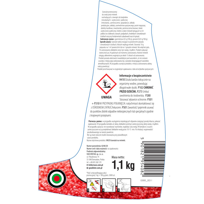 1,1kg Preparat na Mrówki NanoGranulat Likwiduje Gniazda GOODSHOT
